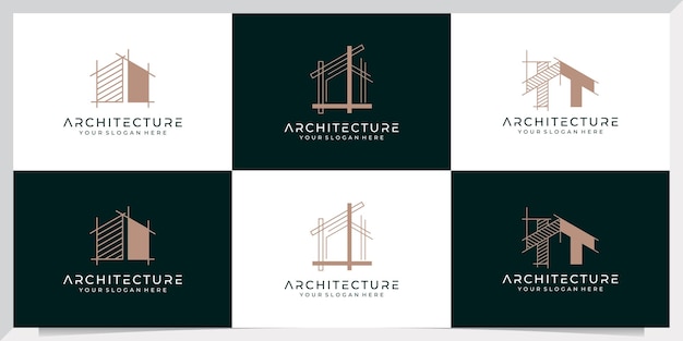 Set of Architect house logo architectural and construction design vector