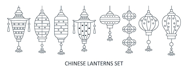 Set of asian Chinese New Year lanterns