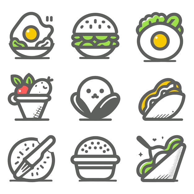 Set of Asian food restaurant Icons