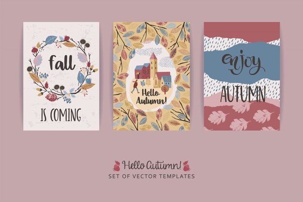 Vector set of autumn cards