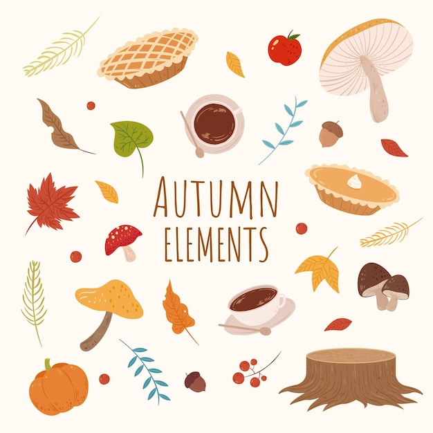 Set of autumn elements