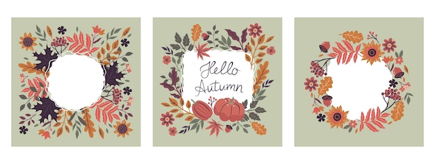 Set of autumn frames isolated on white background Vector graphics