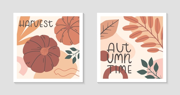 Vector set of autumn harvest fest abstract decorative prints