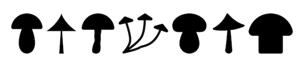 Set of autumn mushrooms. Silhouettes. Vector