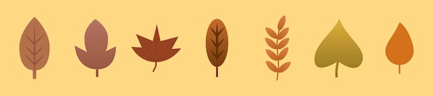 Set of autumn yellow foliage. Vector