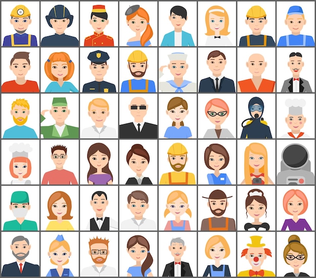 Set of avatars of people, representatives of various professions