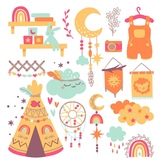 Set of baby boho illustration