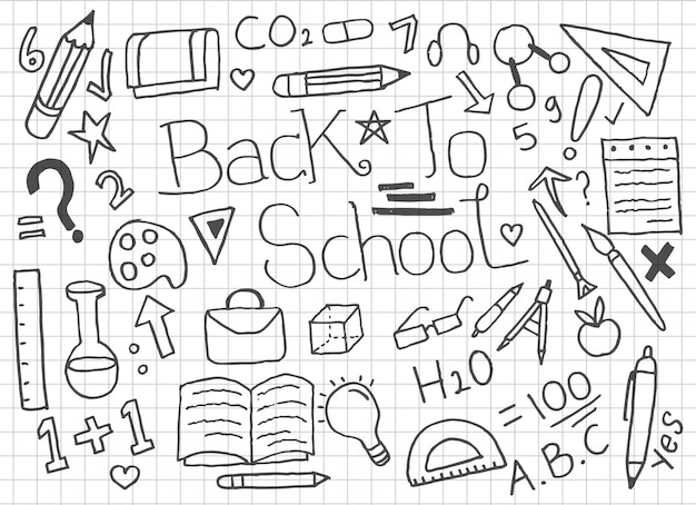 Set of Back To School doodles