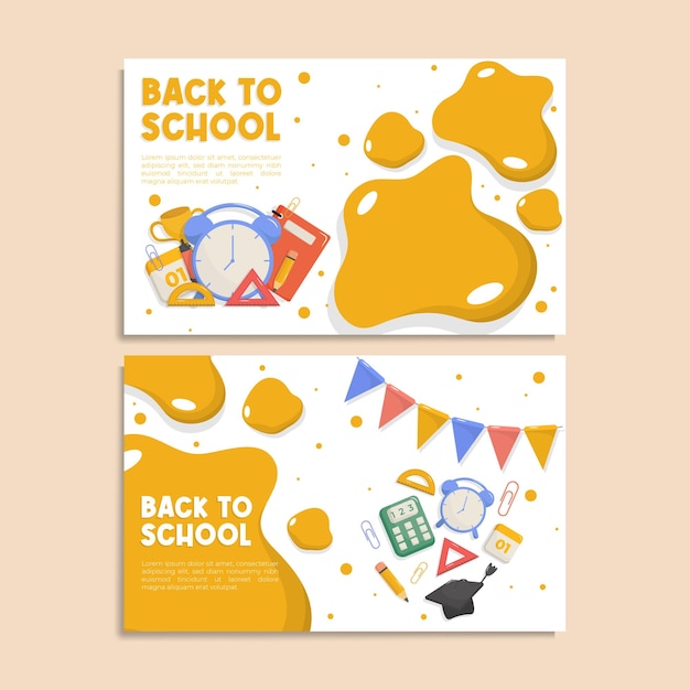 Set of Back to School Landscape Banner