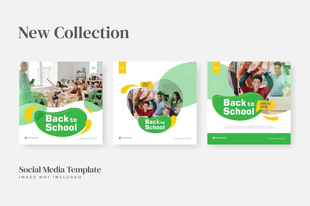 Set of back to school social media post template