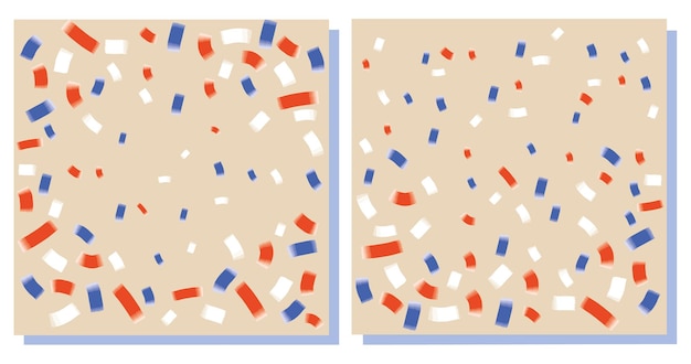 Set background postcards depicting confetti in white red and blue colors