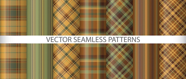 Set background vector fabric Plaid textile check Seamless tartan pattern texture