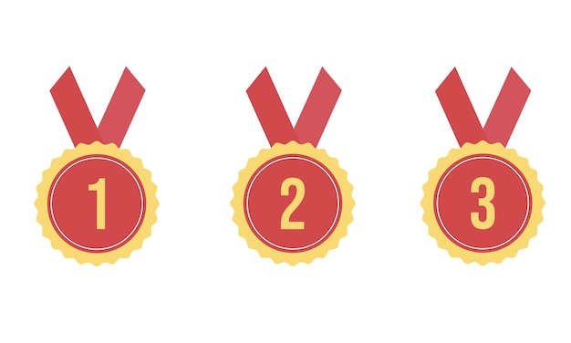 Set of badges with ribbons first second third place winners Vector illustration