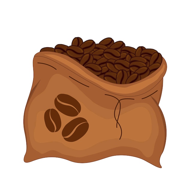 Set of bags with coffee beans. Cartoon style. Vector illustration.