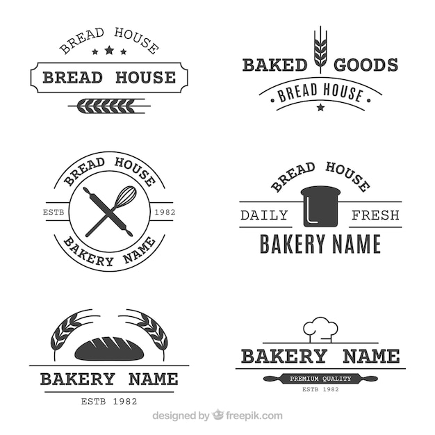 Set of bakery logos in vintage style