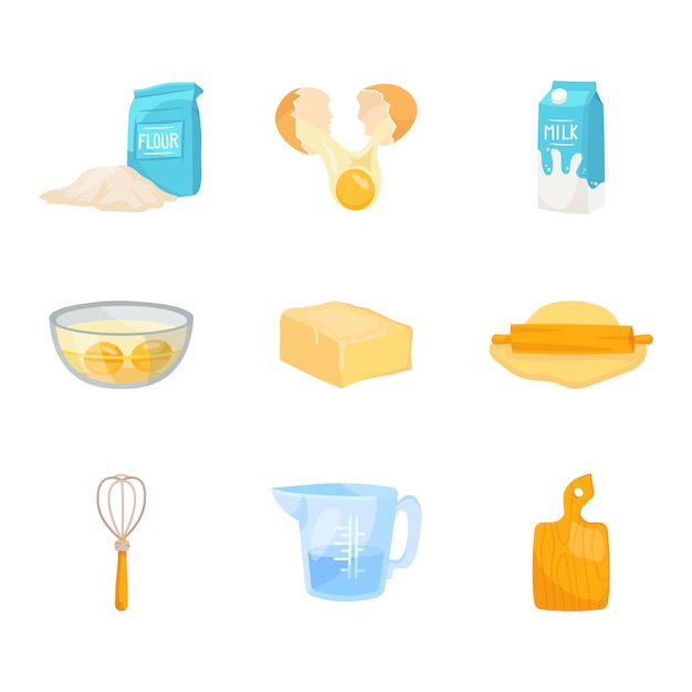 Set of baking ingredients