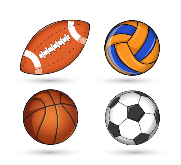 Set of balls from soccer volleyball rugby and basketball