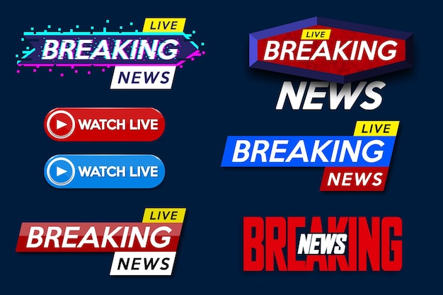 Set banner for Breaking News template title on blue background for screen TV channel