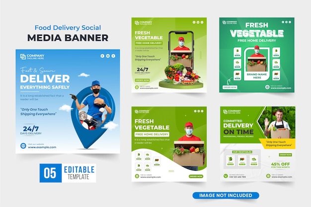 A set of banners for a food delivery company