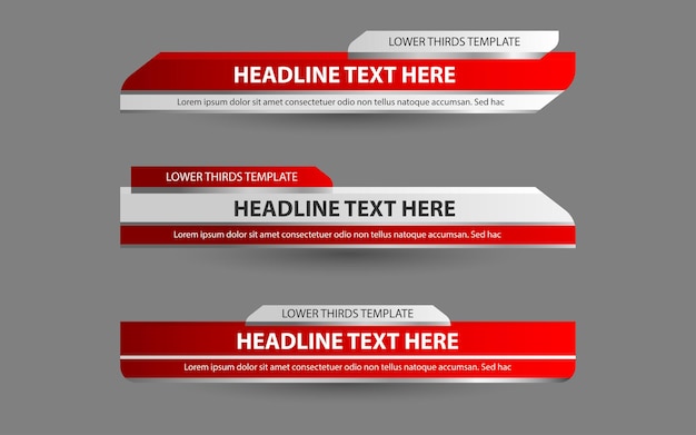 Set banners and lower thirds for news channel with red and white color