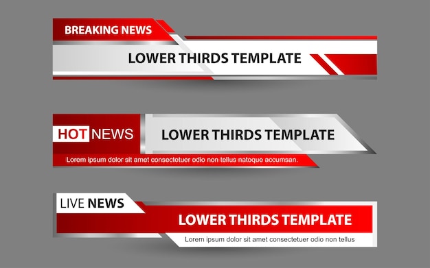 Set banners and lower thirds for news channel with white and red color