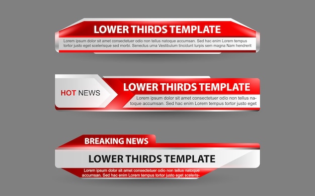 Set banners and lower thirds for news channel with white and red color