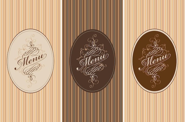 set of banners for menu on the striped background