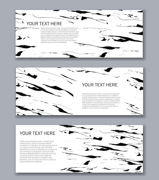 Set of banners templates Modern abstract design Hand drawn ink pattern Brush texture