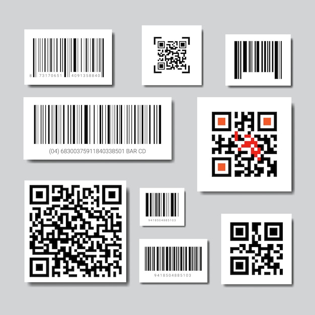 Set Of Bar And Qr Codes For Scanning Icons Collection