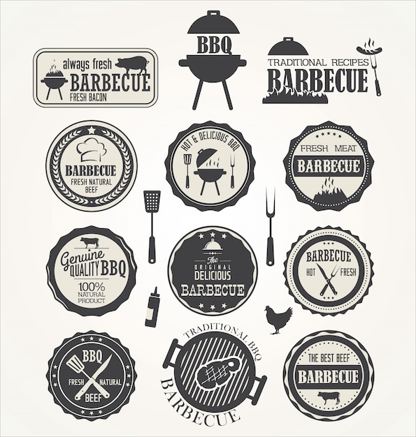 Set of barbecue labels