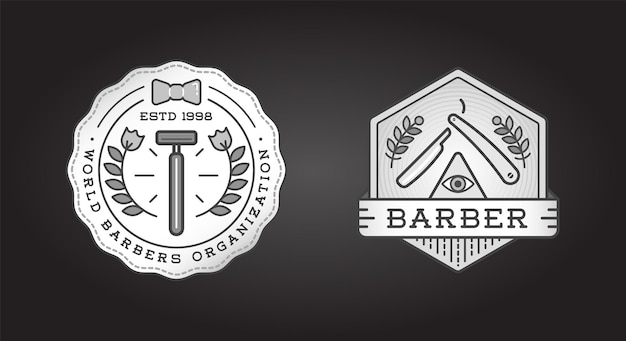 Set of Barber Shop Logo Design Vintage Label Badge Emblem Vector Illustration