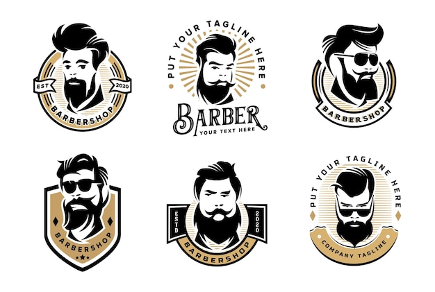 Set of Barbershop vintage Logo template for company