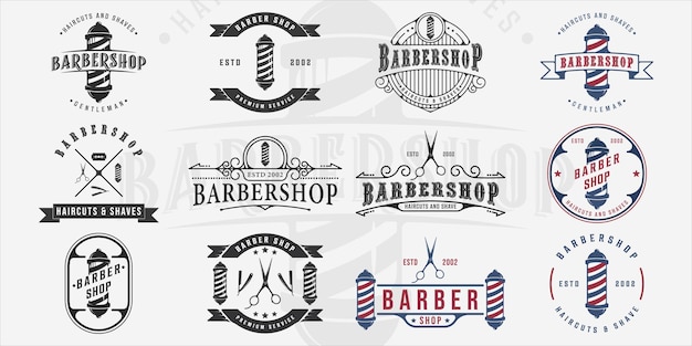 Set of barbershop vintage logo vector illustration template icon graphic design bundle collection