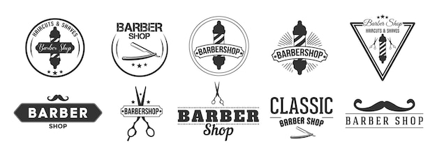 Set of Barbershop Vintage logo .Vector Illustration