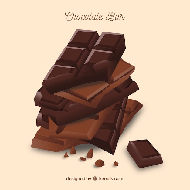 Set of bars and pieces with different chocolates