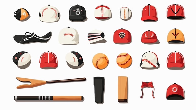 Vector set of baseball equipment illustration