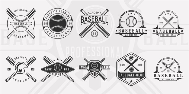 Vector set of baseball logo vintage vector illustration template icon graphic design bundle collection