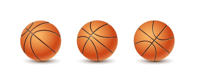 Set of basketball balls on the white background Sport equipment illustration