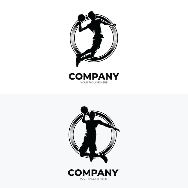 Set of basketball player logo design templates