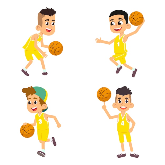 Set of basketball players for boys children