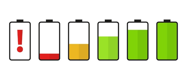 Set of battery charge indicators icons.Vector Illustration