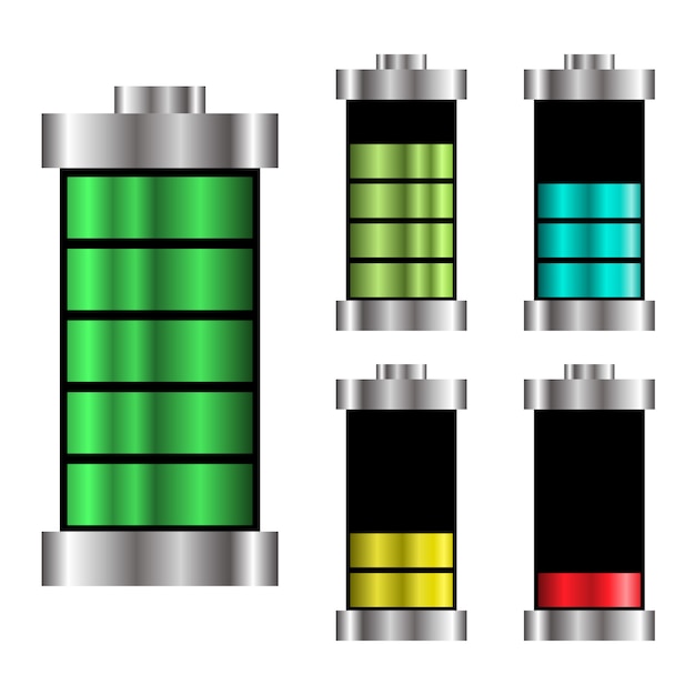 Set Battery Logo Energy Charge Illustration