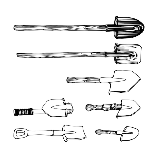 A set of bayonet sapper shovels. A tool for tourists, sappers and scouts. Garden equipment.