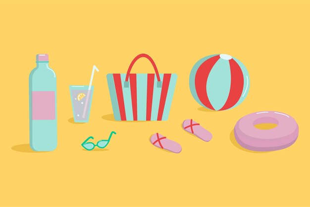 Vector set beach accessories