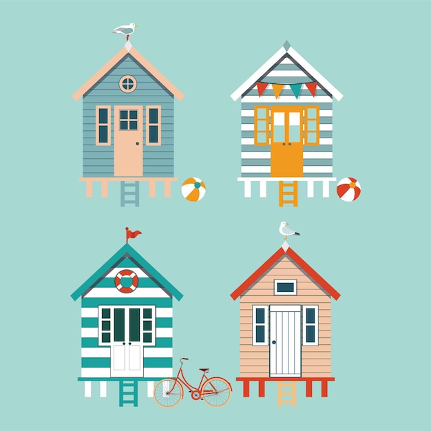 Set of beach huts