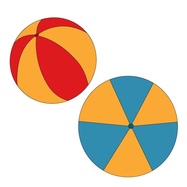 A set of beach volleyball balls in a flat style on a white background