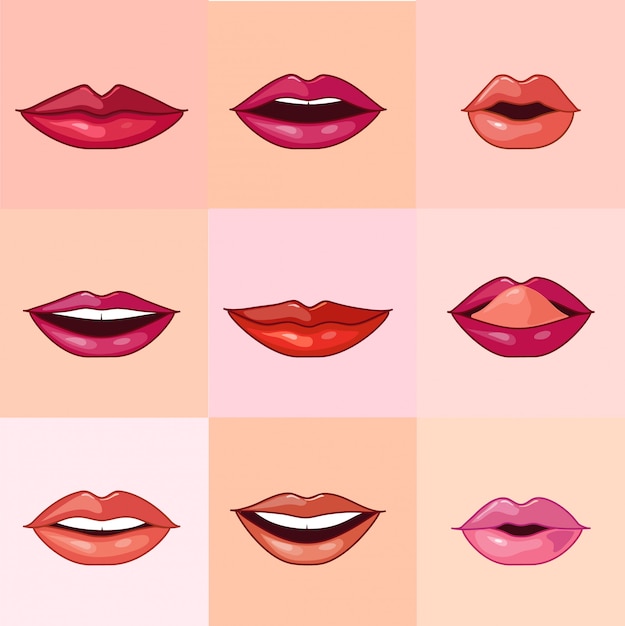 Set of Beautiful Female Lips