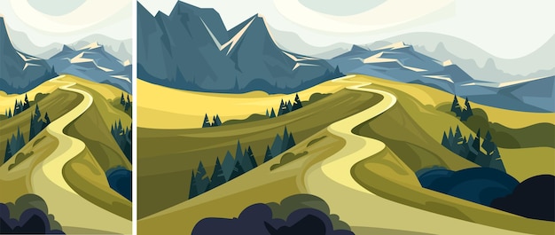 Vector set of beautiful non-urban scenes in vertical and horizontal orientation