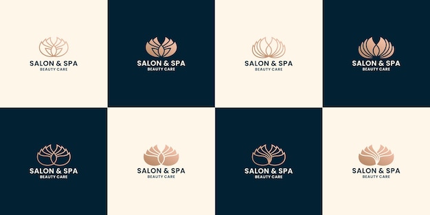 Set of beauty feminine lotus spa logo design for salon and spa health care