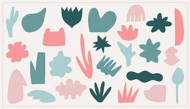 Set of beauty hand drawn various shapes and doodle objects. Abstract modern trendy vector